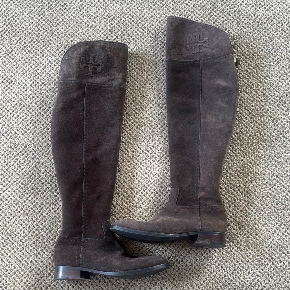 Tory Burch Dark Brown Suede Knee-High Boots